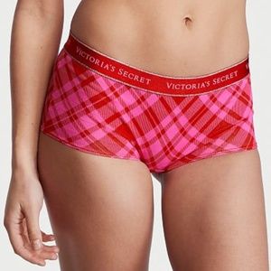 VS Plaid Logo Waist Shortie Pink Flora Plaid Christmas X-Mas Holiday FestiveNWT